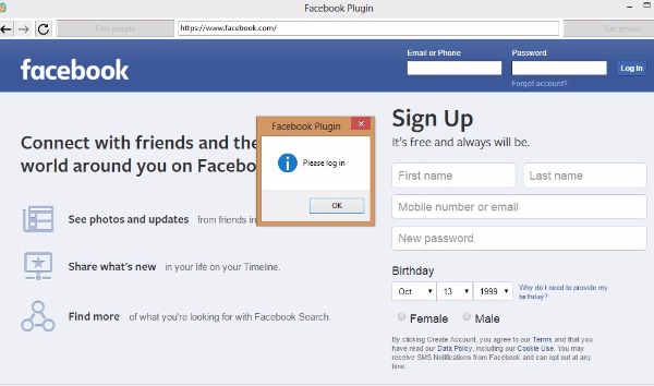 facebook plugin login