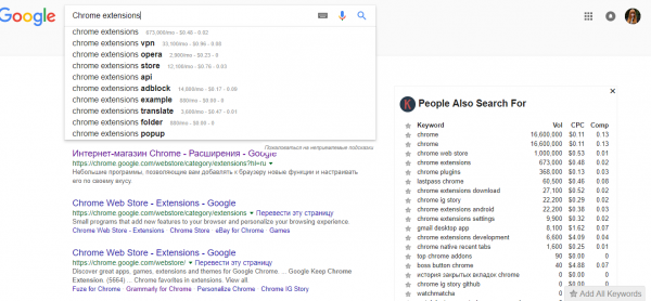 Keyword search Chrome Extension