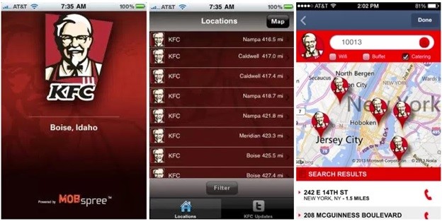 KFC example of geo-targeted campaigns 
