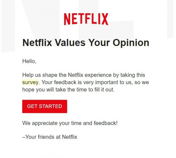 Netflix email example
