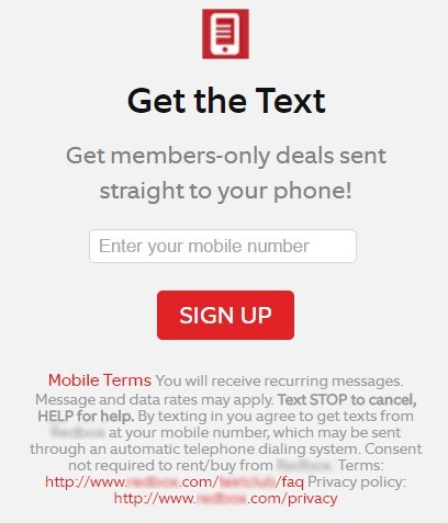 Text message opt in form