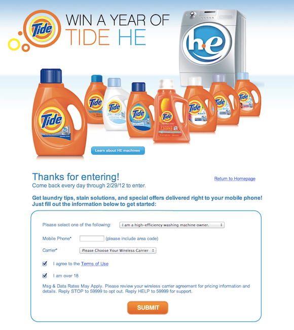 Tide subscription form